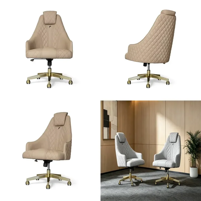 Executive Office Chair Modern Designer Stainless Steel Swivel Desk Chair for Designer Home Office Statement Seating