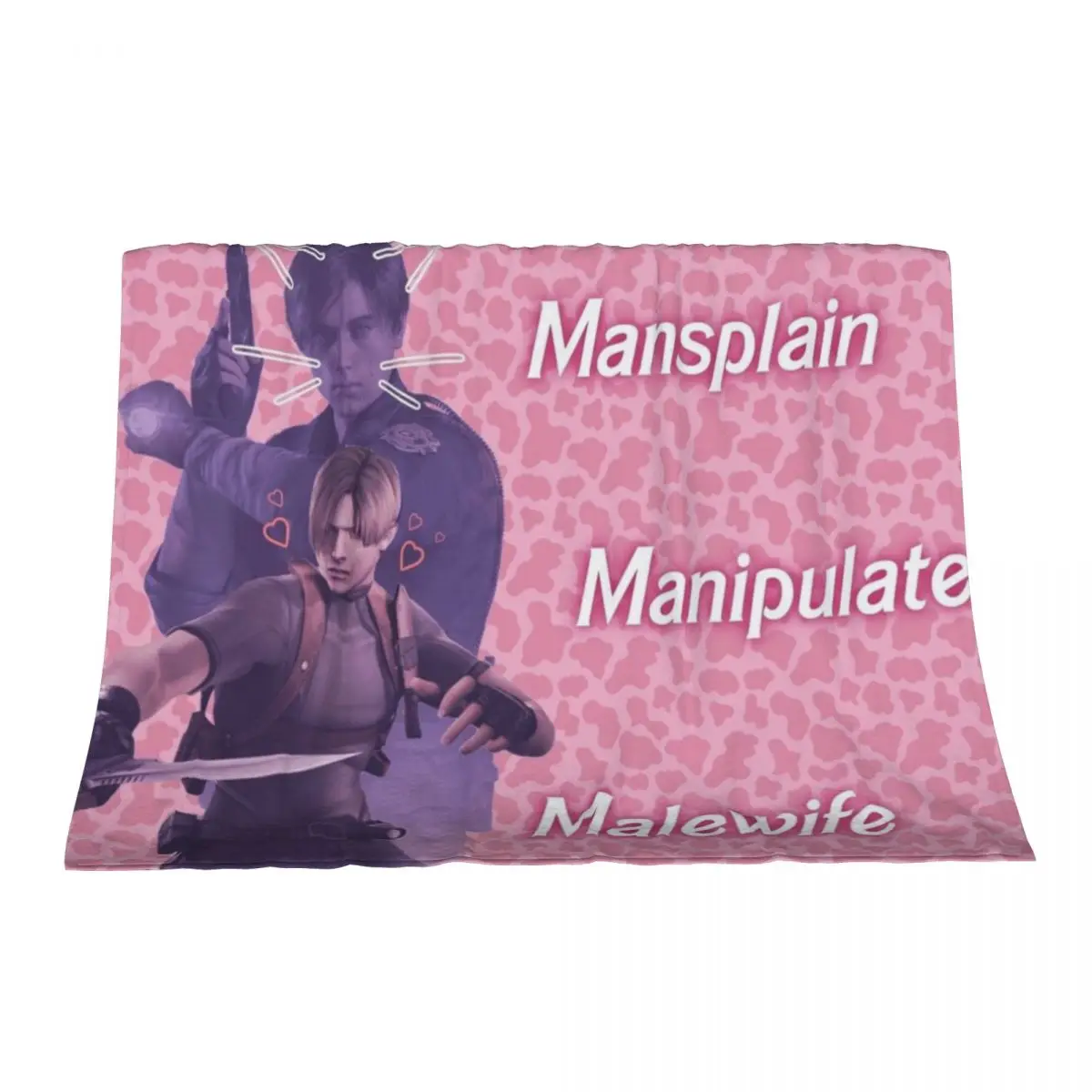 

Mansplain, Manipulate, Malewife Leon (Cow) PINK VERSION Throw Blanket Shaggy Cute funny gift Blankets