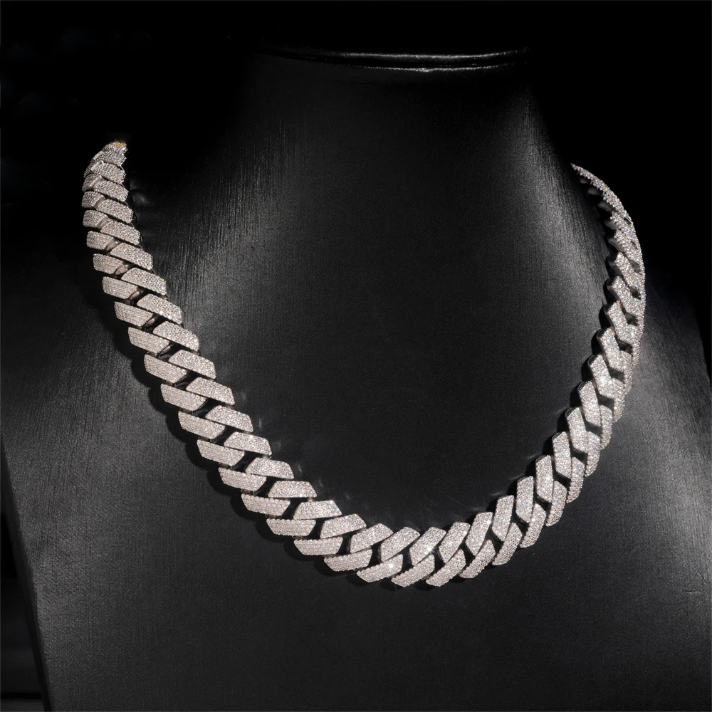 Icedminer 15mm 4 Rows Moissanite Diamonds Cuban Link Chain Iced Out Necklaces For Men Women S925 Silver Choker Pass Tester GRA