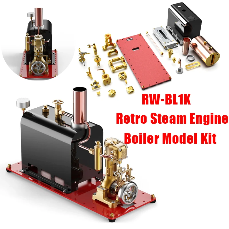 RW-BL1K Steam Engine Boiler Model Kit Retro Heated Steamship DIY Metal Toy