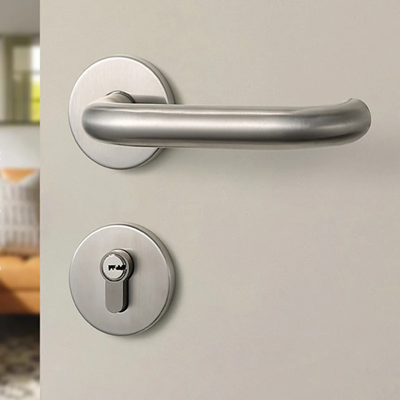 

304 Stainless Steel Interior Door Lock Bedroom Bathroom Split Wooden Handle Magnetic Silent Latch