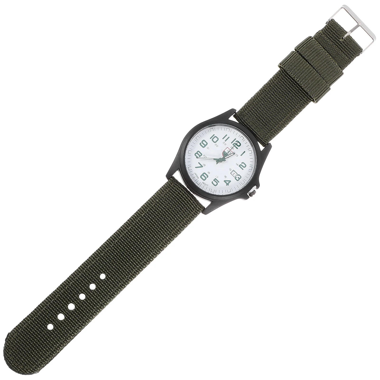 Stylish Men Quartz Watch Army Green Woven Nylon Male Wristwatch Fashionable Graduation Birthday Christmas Gift