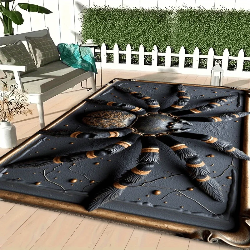 Black Spider Pattern Entrance Mat, Non-Slip Floor Rug for Bedroom Living Room Bathroom, Indoor Outdoor Decorative Carpet