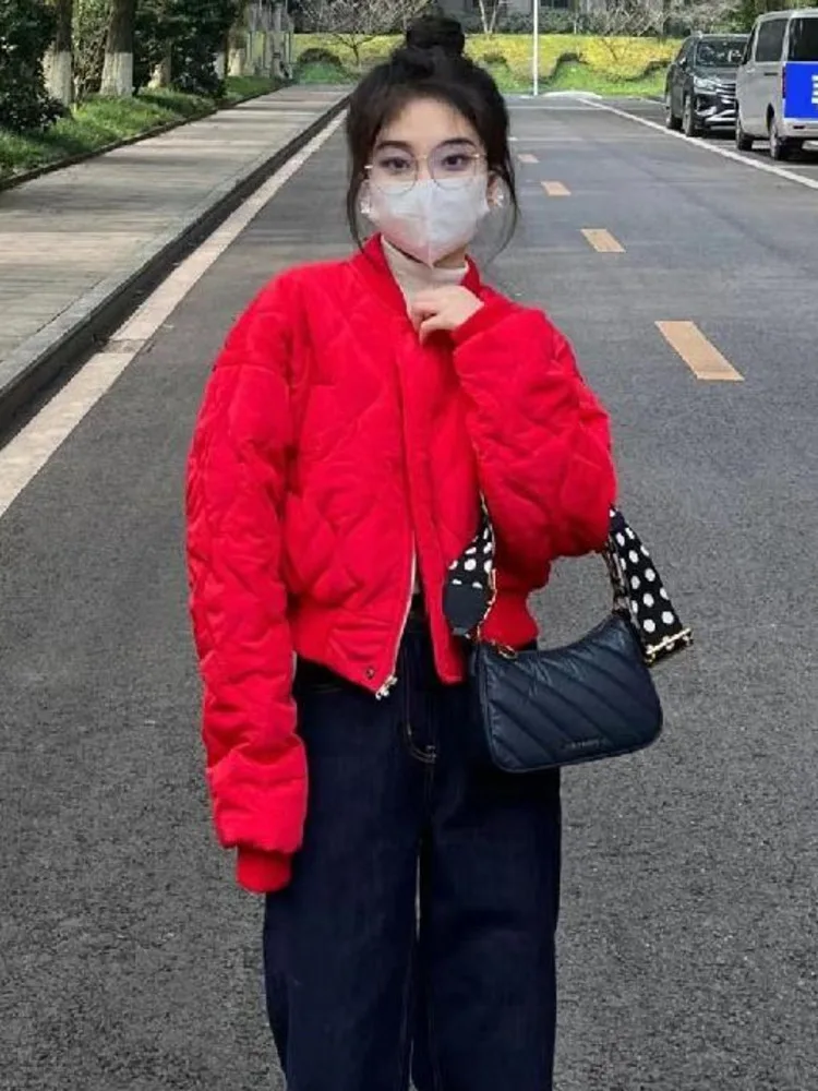 Parka stile corto donna manica lunga abiti invernali cappotti minimalisti solidi per donna Ropa Mujer caldo Harajuku High Street retrò