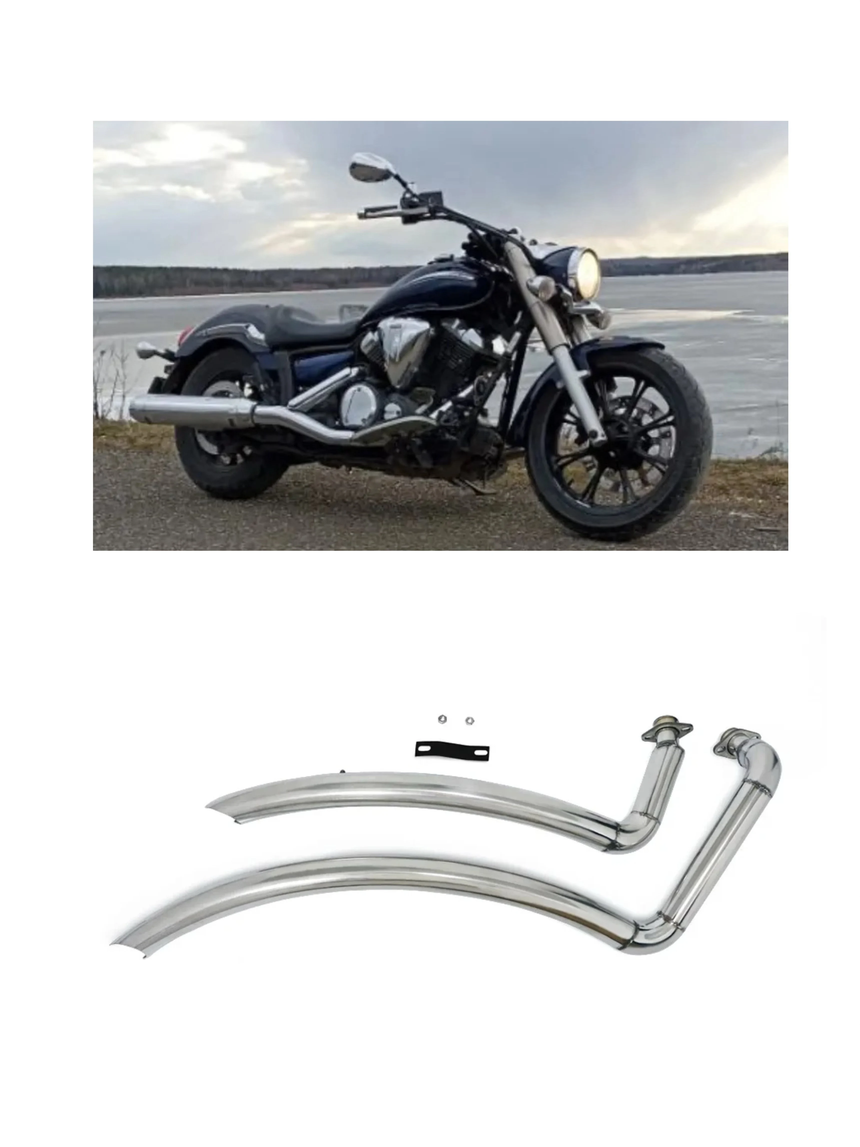 For Yamaha   XVS 950 All Years Motorcycle Exhaust Pipe Mufflers Full Exhaust System Drag Pipes Silencer