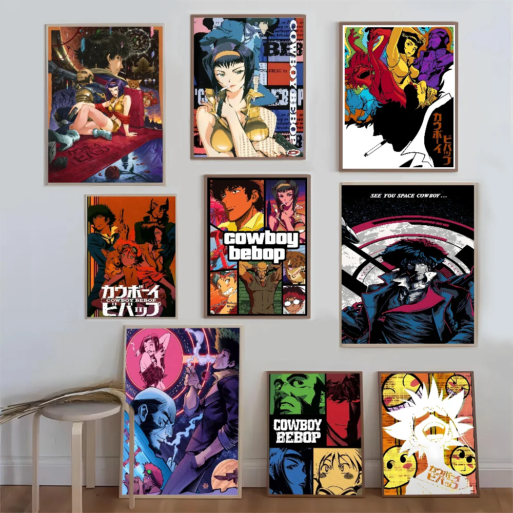 C-Cowboy Bebop  Self-adhesive Art Poster Fancy Wall Sticker for Living Room Bar Decoration Vintage Decorative Painting