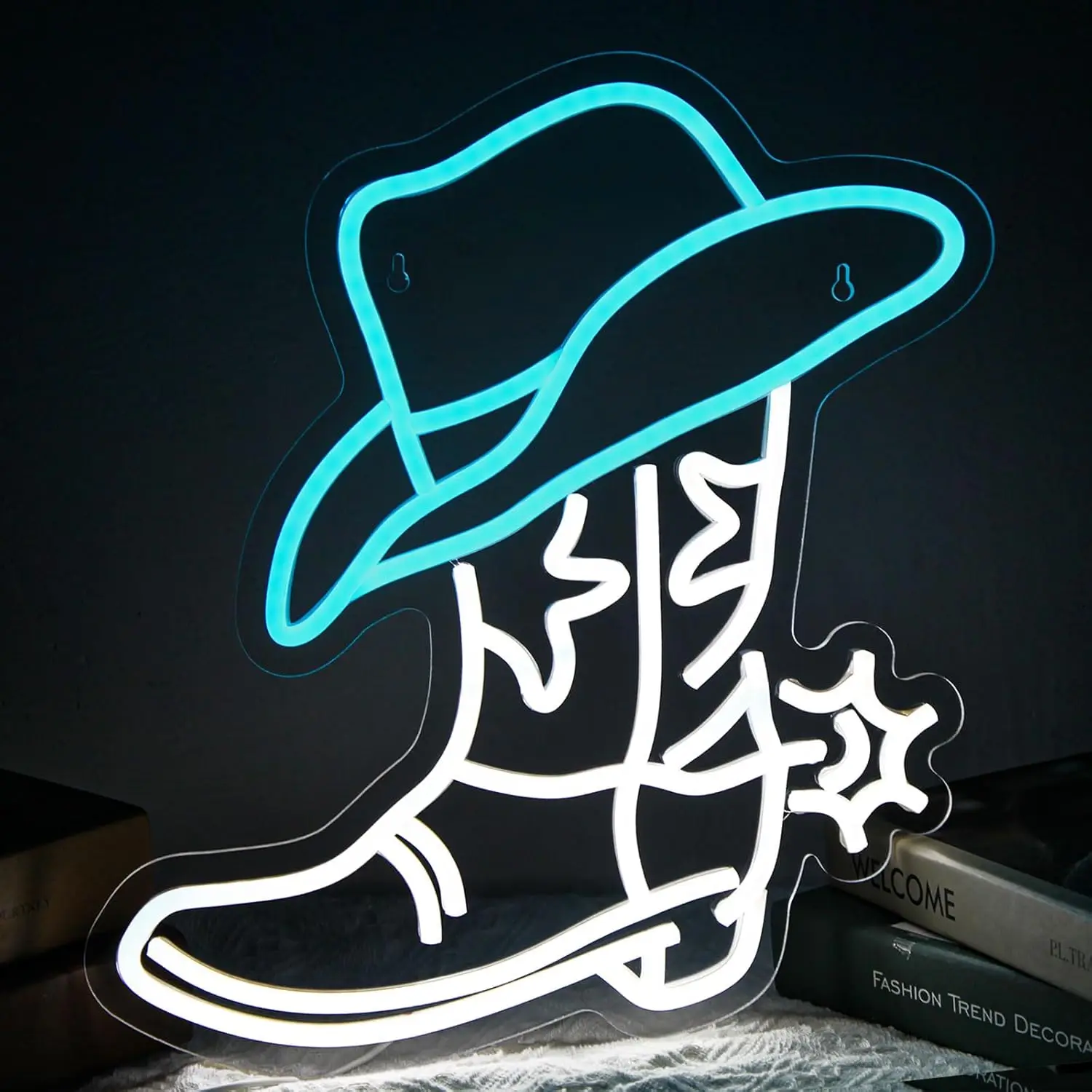 カウボーイハット＆ブーツネオンサイン-usb調光式ledネオンライトサイン-ウォールアートデコレーション-ゲームルーム-寝室-リビングルーム-バー-パーティーギフト