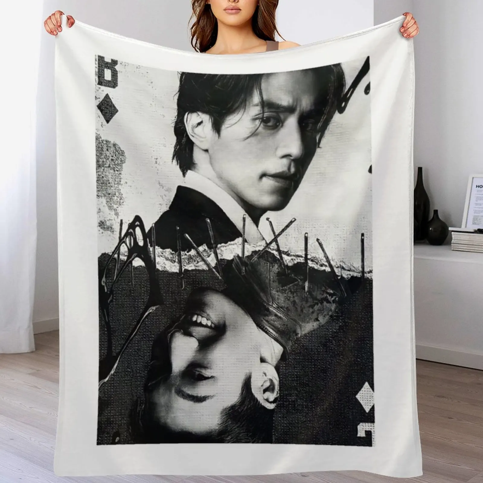 

Bad and Crazy Kdrama - Lee Dong-Wook n Wi Ha-Joon-movie star Throw Blanket Loose Thin Blankets