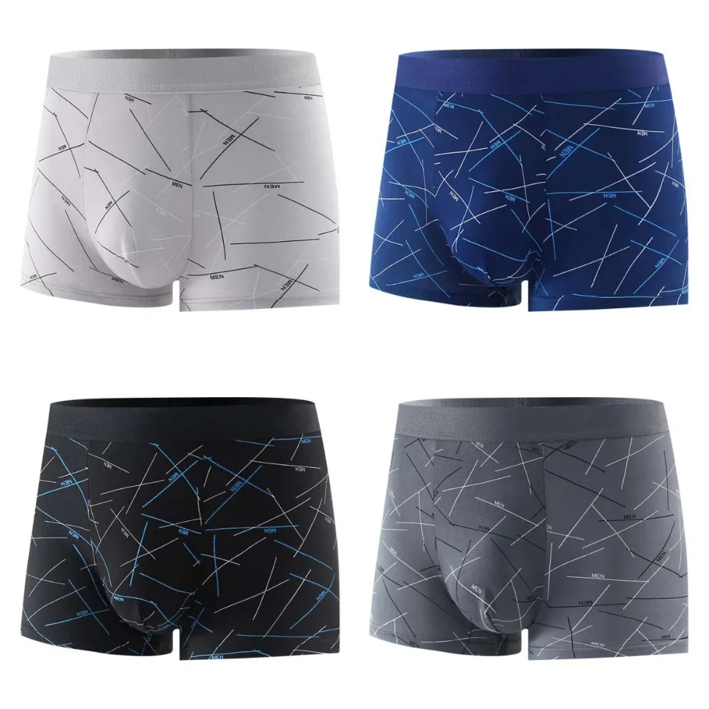 

Breathable English Letter Men's Boxer Briefs Seamless Large Size Shorts Underpants Lingerie Elastic Printed Panties Boys