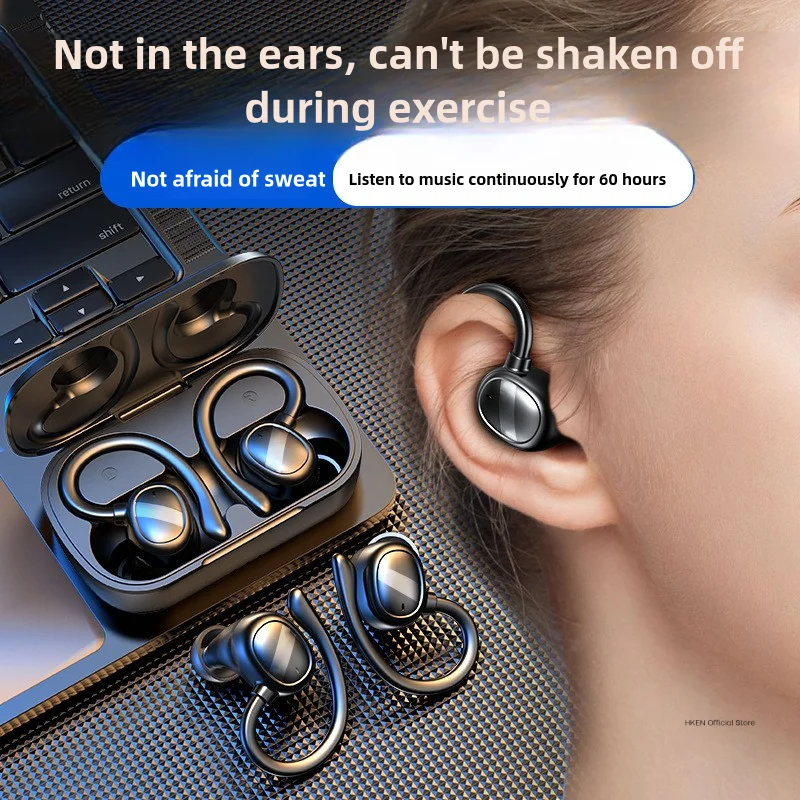 

Earhook Earbuds Bluetooth Wireless Earphones Noise Canceling Headphones Sports Running Headsets with mic for xiaomi iphone etc.
