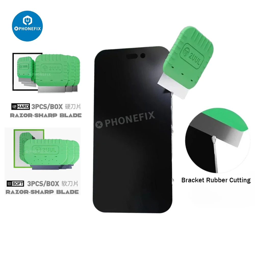 

2UUL, 3 шт./кор., мягкое/жесткое лезвие для бритвы для мобильного телефона, ЖК-экран, демонтаж, поляризатор, кронштейн, резиновый инструмент для ремонта