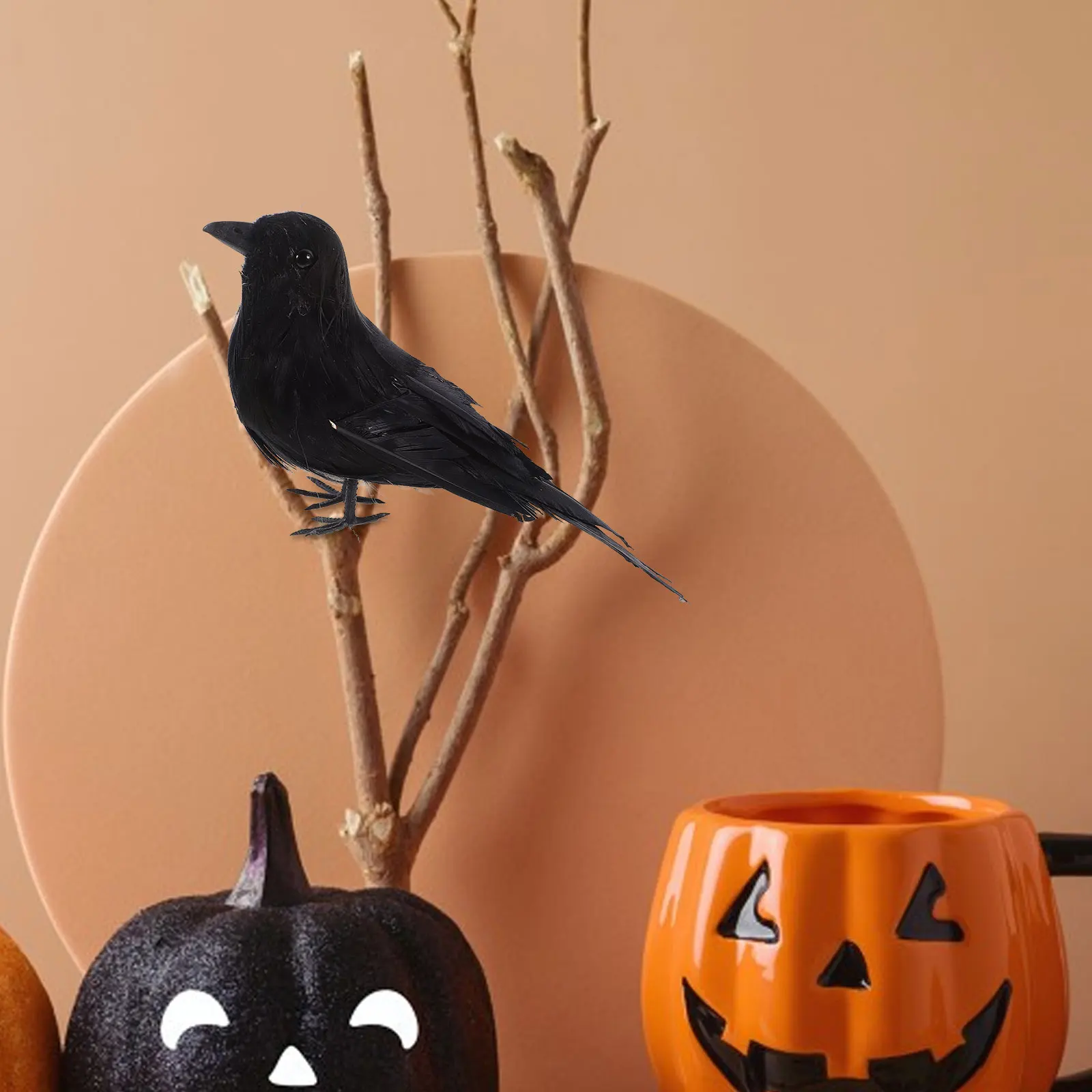 

Simulated Crow Prop Halloween Decoration Scary Bird Artificial for Haunted House Fall Winter Display Garden Statue