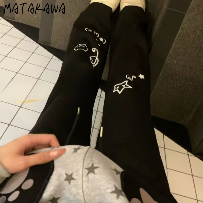 Matakawa estampado de dibujos animados Mujer Pantalones estilo japonés Otoño Invierno dulce Pantalones Mujer lindo Kawaii Pantalones de lana