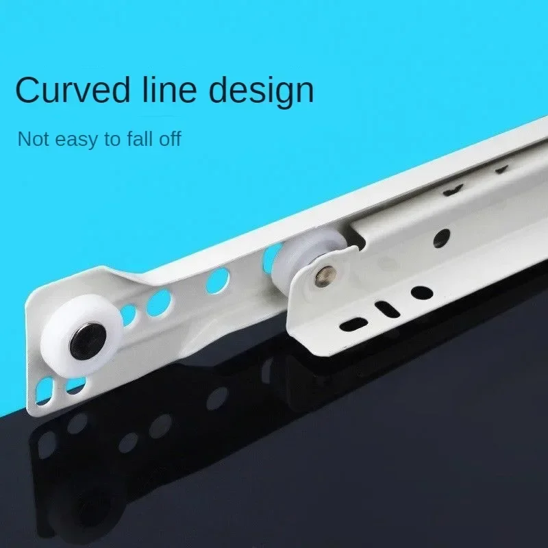 1Pair Mute Two Section Drawer Track Slides Cabinet Rails Thickening Computer Table Chute Keyboard Roller Pulley Furniture Slides