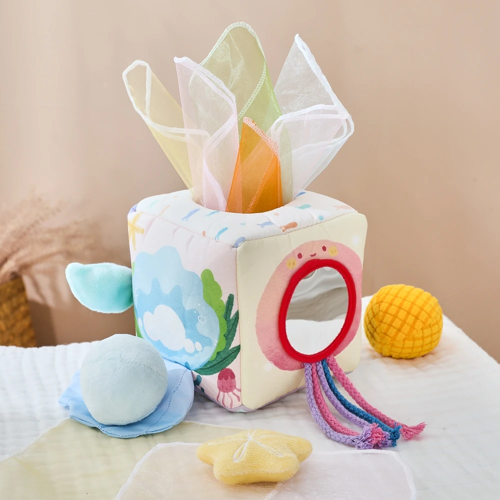 Skills Soft Rattle Game Cloth Book Gift Montessori Baby Toys Cotton Magic Tissue Box Finger Exercising Educational Toy Motor Fun