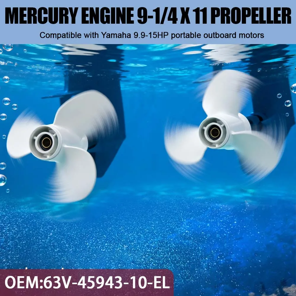 

9-1/4 x 11 Aluminum Outboard Propeller for Yamaha 9.9-15HP | OEM 63V-45943-10-EL | Marine Replacement Prop Accessories