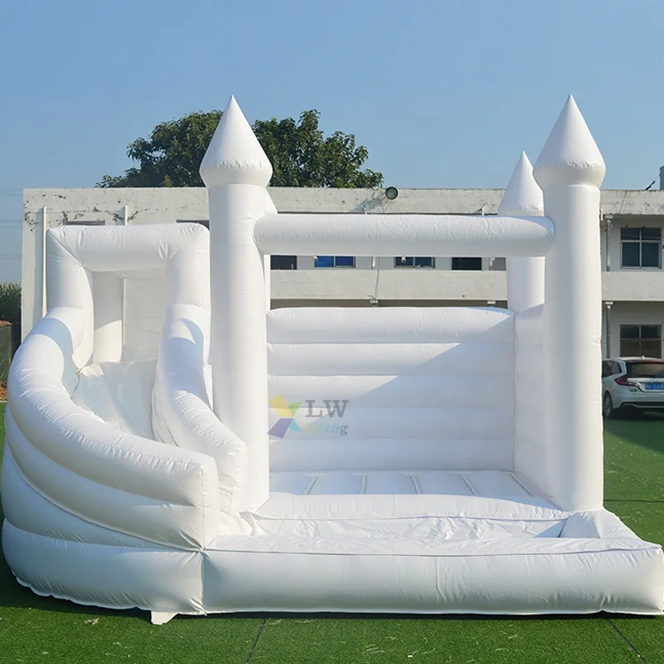 Commercial Grade PVC Bounce House Inflatable Wedding Castle Slide White Bounce House With Ball Pit For Kids Party