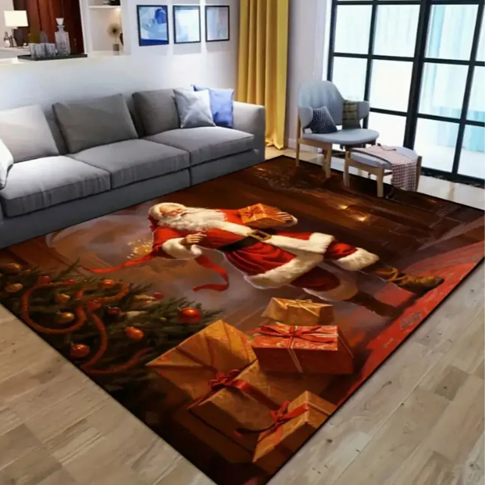 ثلاثية الأبعاد سانتا كلوز تطل في الباب الحصير الحصير عطلة زينة السجاد ديكور المنزل عيد الميلاد السنة الجديدة وعيد الحب