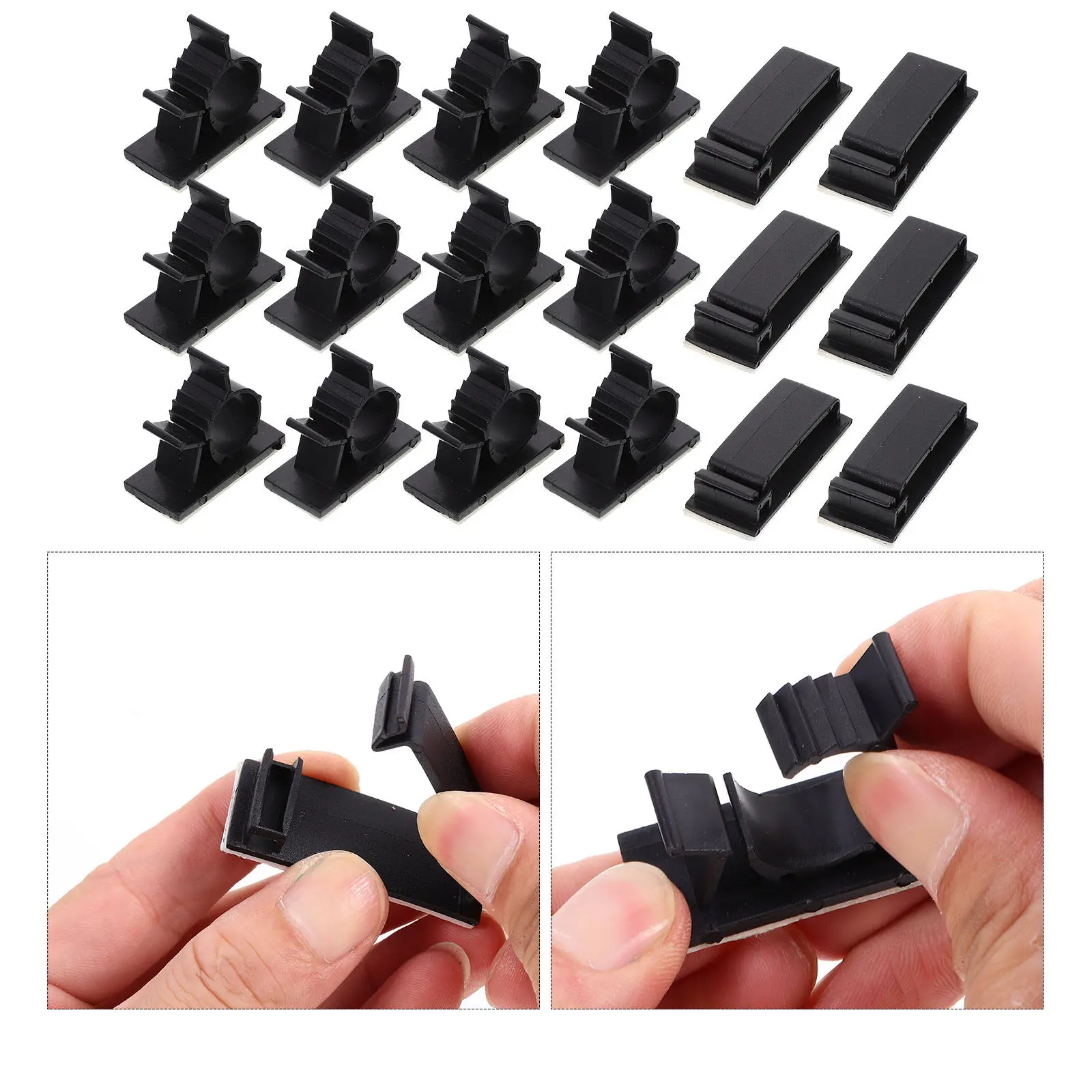 18Pcs Compact Adhesive Cable Clips Adjustable Round Cord Organizer for Power Cords Chargers Computers Appliances Wire Management