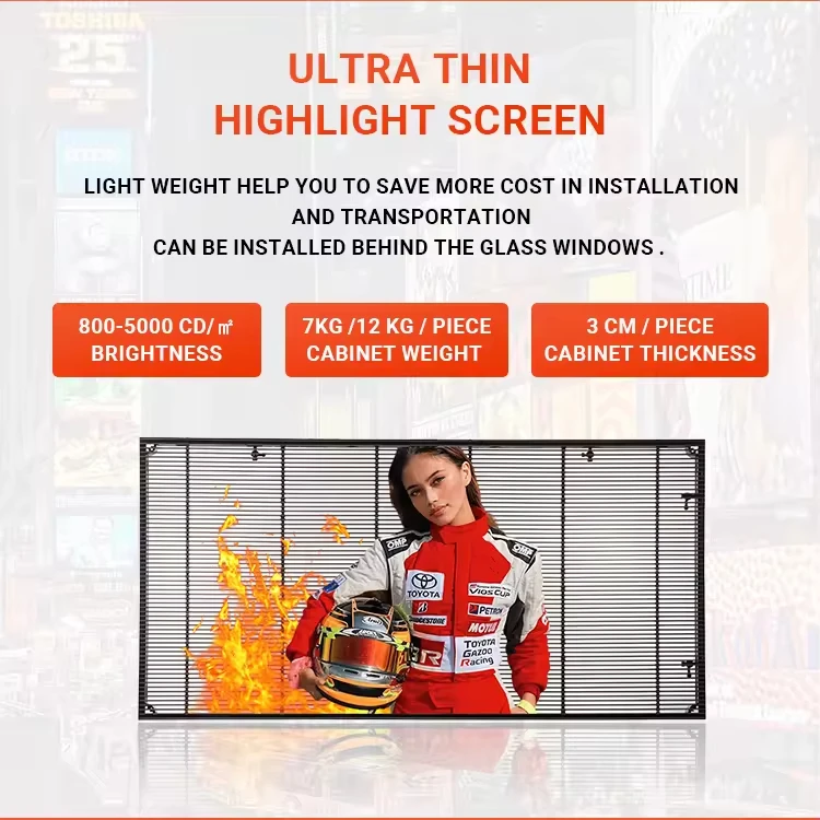 Monitor de parede de vídeo LED de publicidade comercial Tela de exibição LED transparente interna P3.91-7.81mm