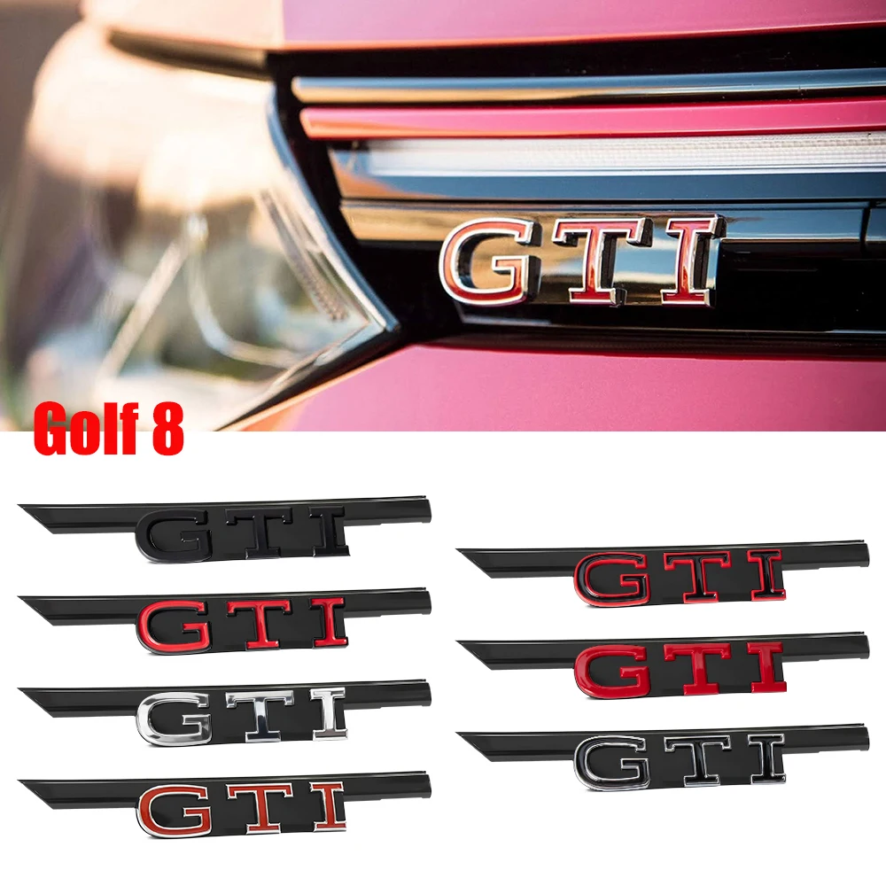 1pcs ABS GTI GTD Logo Car Front Hood Grille Replacement Badge Sticker For Volkswagen VW Golf 8 Rline GTI GTD Car Accessories
