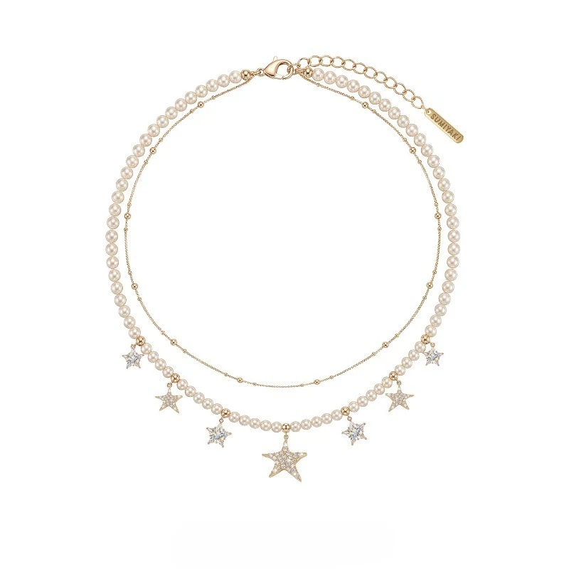 Original Star Pearl Necklace Double Clavicle Chain