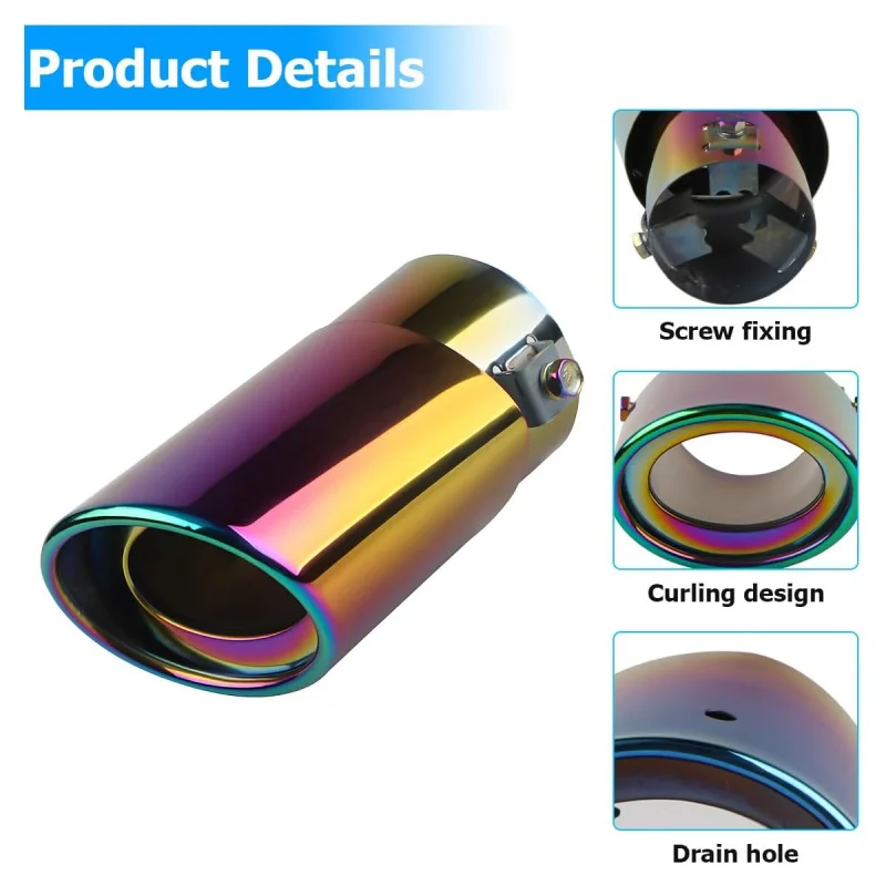 

Наконечник выхлопной трубы автомобиля 2,5-3,3 дюйма, нержавеющая сталь, хромированная отделка, выхлопная труба, регулируемый автомобильный внешний декор, универсальный многоцветный автомобиль