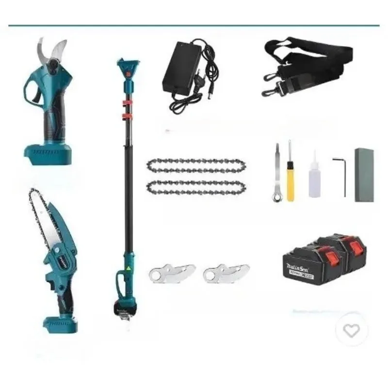 リチウム電池高枝ポールセット高枝鋏格納式園芸剪定鋏伐採チェーンソー