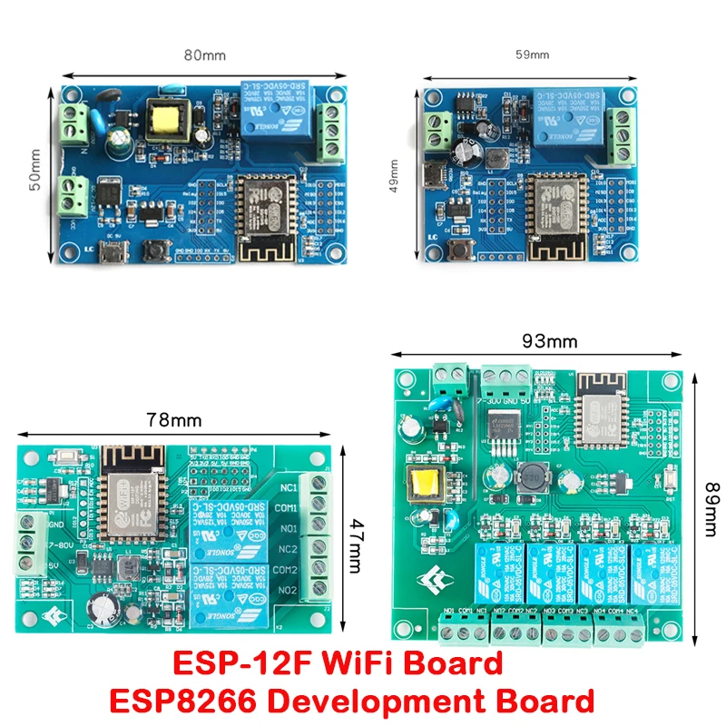 Moduł przekaźnikowy WiFi ESP8266 1/4-kanałowy AC 90-250V/DC 7-30V ESP-12F, programowalny moduł rozwojowy WiFi do IoT