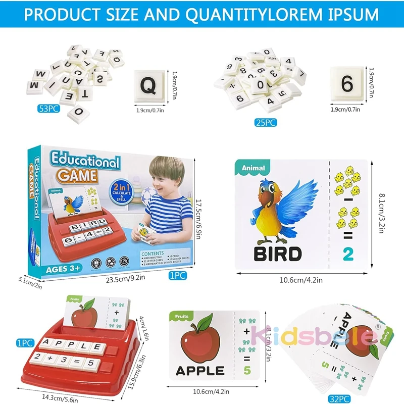 Reading Educational And 2 In 1 Spelling Learning Toys Matching Letter and Math Game Sight Word Games