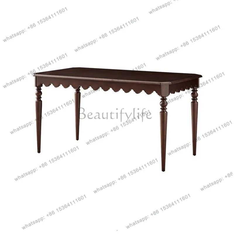 American retro all-solid wood dining table chairs household French small apartment simple light luxury high sense