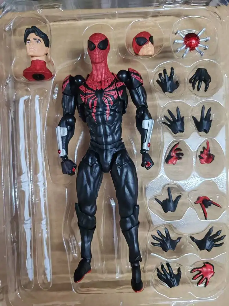 

Ultimate Spider Man Black Red Battle Suit Action Figure - Movable Joints Home Decoration Trendy Collectible Toy For Holiday Gift