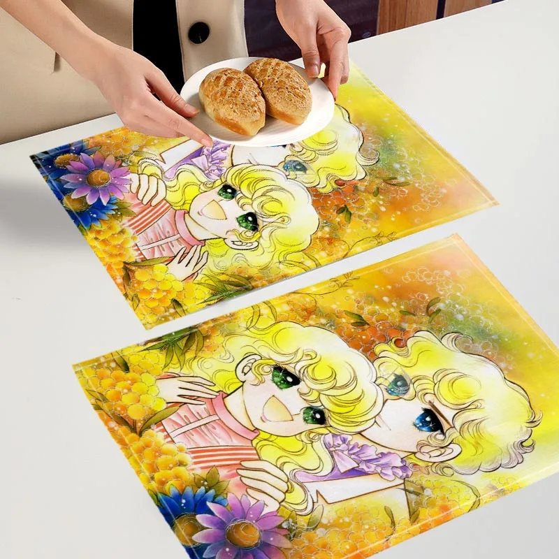 الحديثة سيدة جورجي الجدول حصيرة أنيمي المطبخ أدوات المائدة الكتان تحديد الموقع ل الجدول الحصير شرب كأس كوستر اكسسوارات المطبخ 7.10 #2