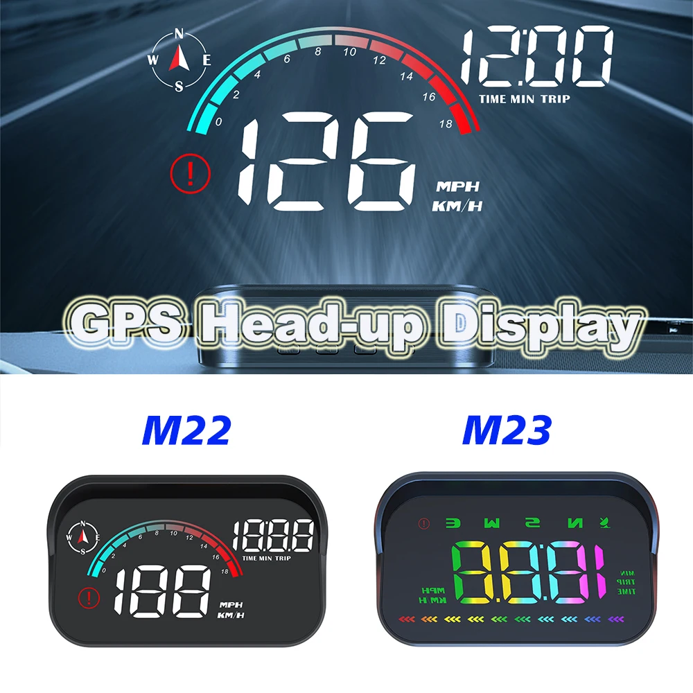 M22 / M23 Head-Up Display GPS HUD Digital Odometer Speed Projector with Compass Auto On-Board Computer Km/h MPH RPM Auto Meter