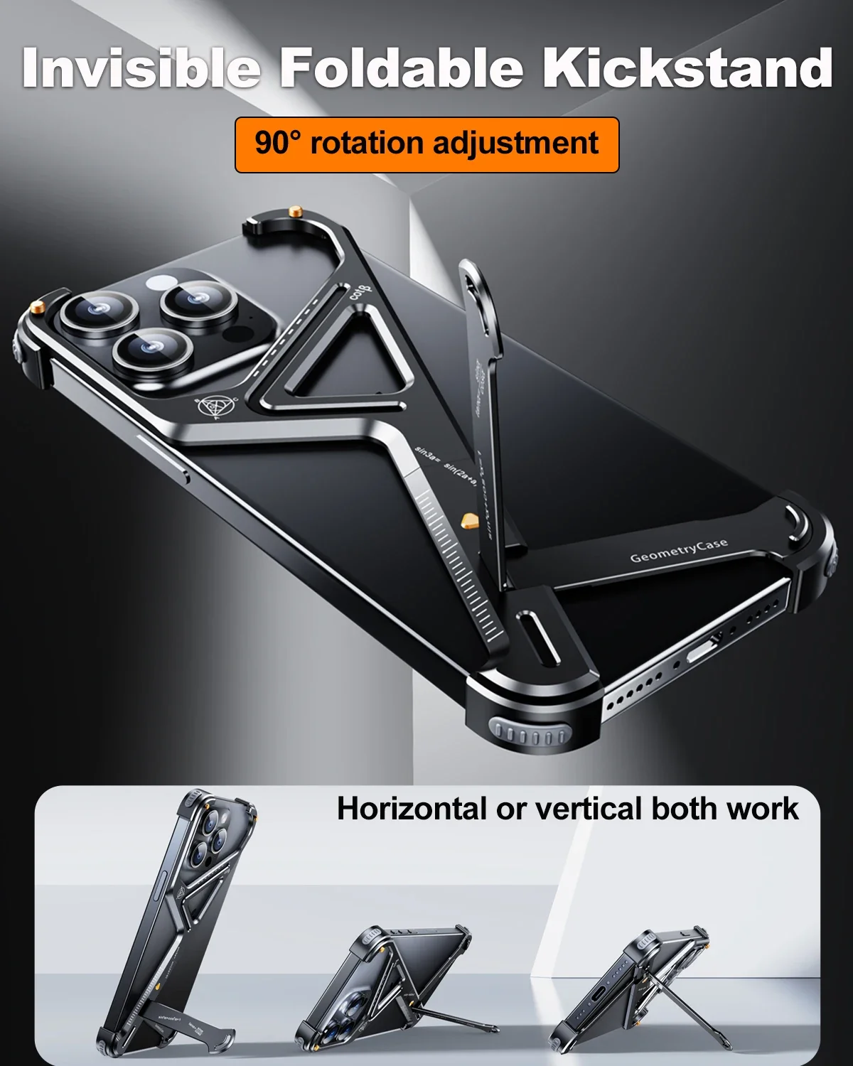 Eary Frameless Phone Case dla iPhone 16 15/14 Pro Max Racetrack Shaped Cool Design Aluminium Matal Bumper Shockproof Phone Cover — zdjęcie produktu 3
