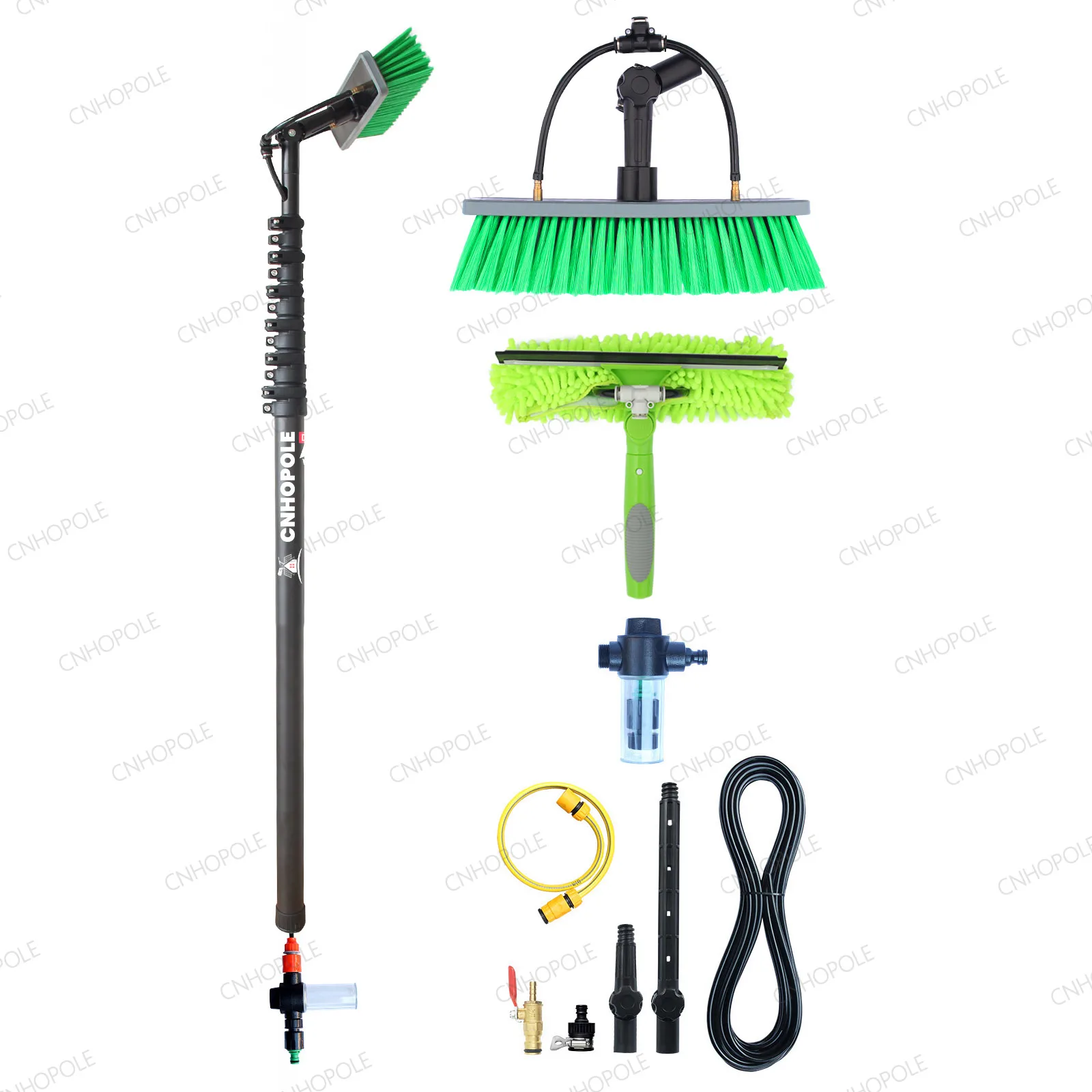 

30/36/42ft Carbon Fiber Water Fed Pole Window Cleaning Brush System 9/10.8/12.8m Telescopic High Solar Panel Washing Kit