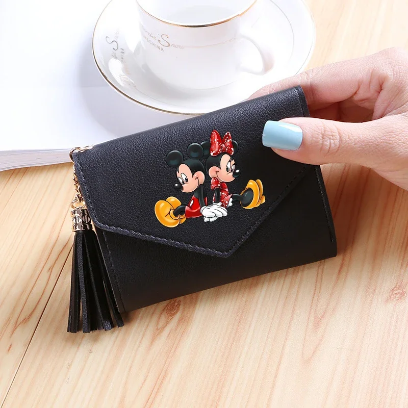 Disney Cartoon Minnie Mouse Women Wallets New Purses PU Leather Money Bag Female Short Hasp Purse Small Coin Card Holder Wallet