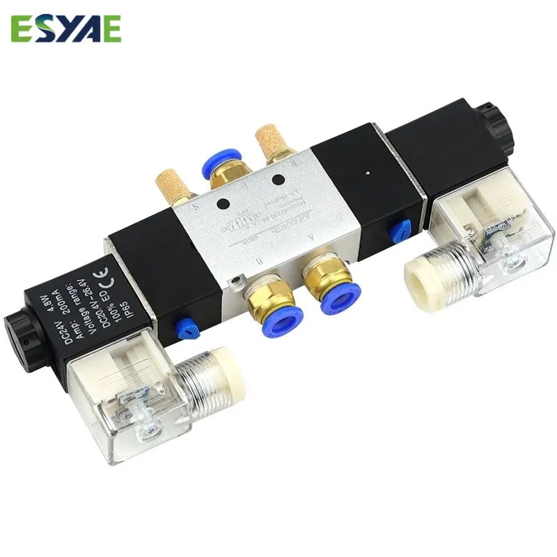 Yüksek kaliteli Solenoid vana 220V pnömatik 4V220-08 hava 5 yollu 2 pozisyon 1/4 & quot bobin alaşım dahili DC 12V DC 24V AC110V