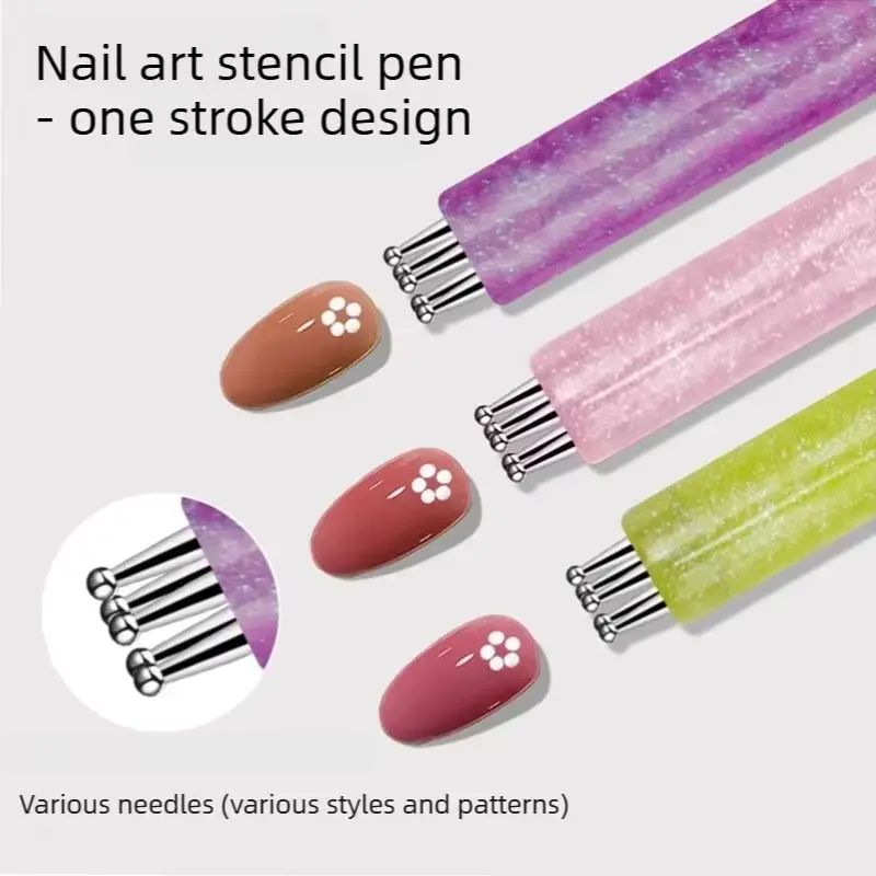 Multi-purpose 5 Petal Flower Nail Dotting Pen Nail Art Acrylic Flower Nail Rhinestones Pen Marbleizing Draw Painting Pens Tools