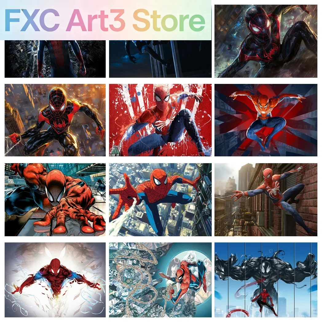 Rahmenloses Marvel-Superhelden-Spider-Man-Wandkunst-Poster, Heroismus-Heimdekoration, geeignet für alle Umgebungen, Raumdekoration, Leinwandgemälde