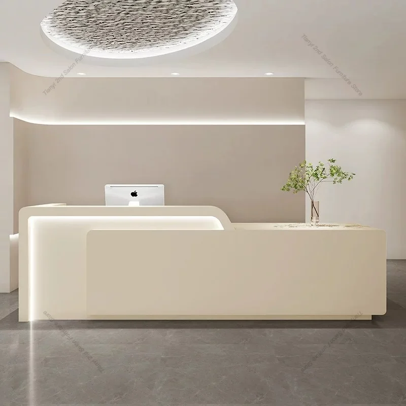 Danish Creamy Style Cashier Counter Nordic High-end Clothing Store Medical Beauty Company Reception Desk Office Furniture FYRD