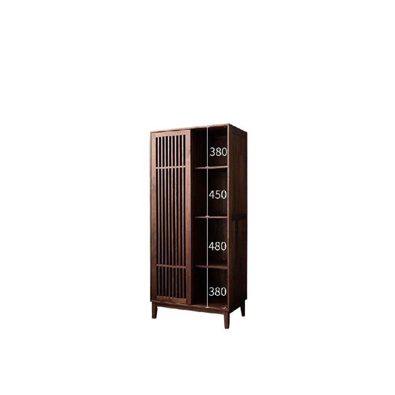 Nordic all solid wood wardrobe, modern simple furniture sliding door louver wardrobe c