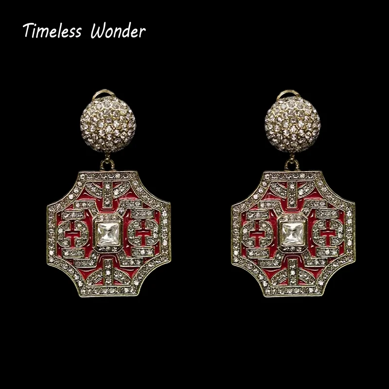 

Timeless Wonder Fancy Zircon Geo Button Earrings for Women Designer Jewelry Punk Sweet Gift Rare Top Classy Chinese Style 3346