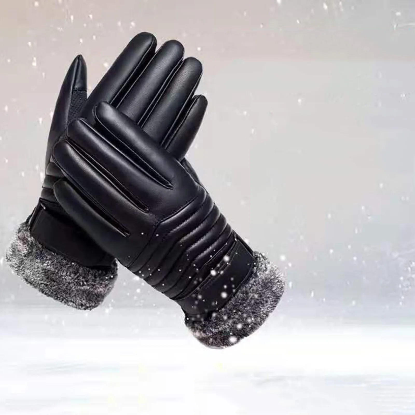 Heren Winter Rijhandschoenen H Warm Buiten Winddicht En Koude Bestendige Ski Lederen Handschoenen