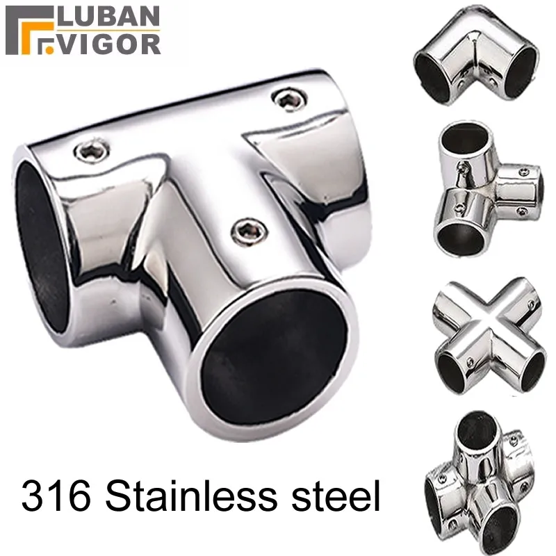 316 Stainless Steel Tube Pipe Connector for 22 25 32mm Anti-Corrosion No Rust for Ocean Yacht Dock Outdoor Awning Tube Fastener