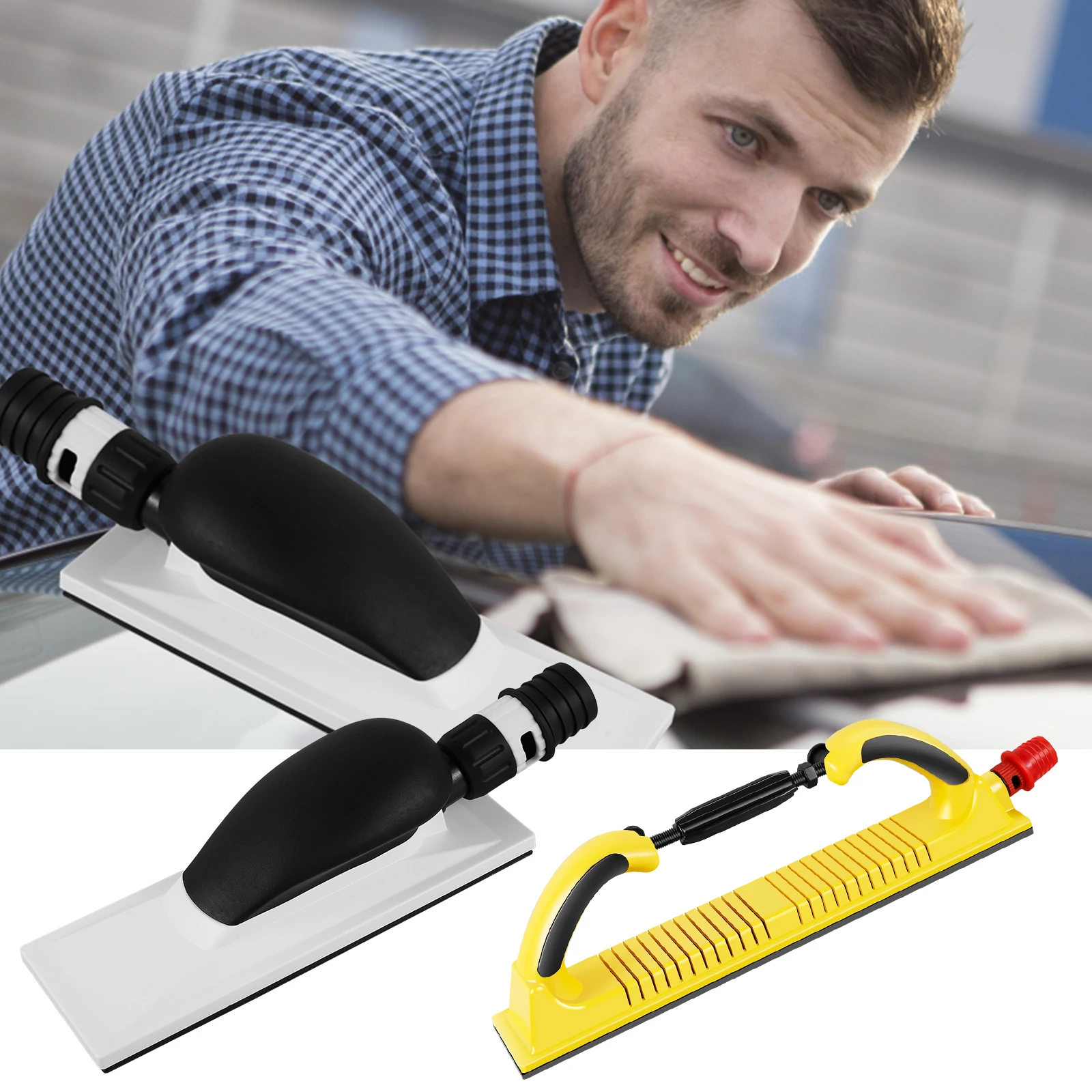 Hand Sanding Block Set Multifunctional Longboard Hand Sanding File with Hook & Loop Sandpaper Sanding Disc Pad Polishing for Car