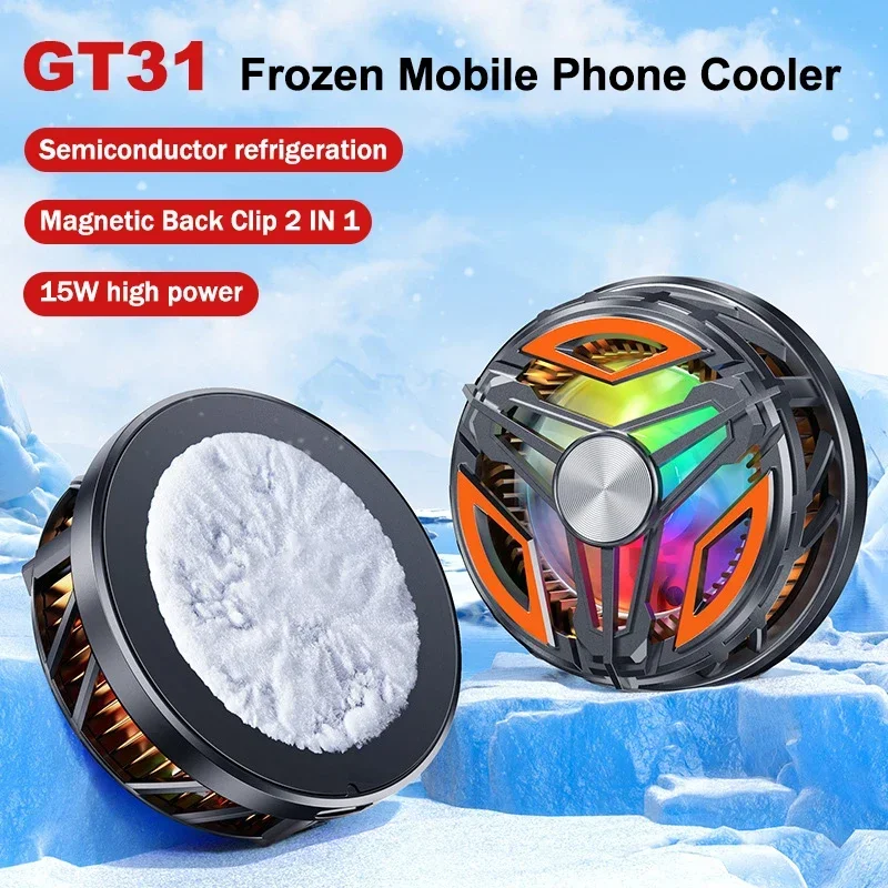 

NEW Semiconductor Refrigeration Cooling Radiator GT31 Mobile Phone Back-clip/Magnetic 2 IN 1 PUBG Game Cooler for IPhone Android