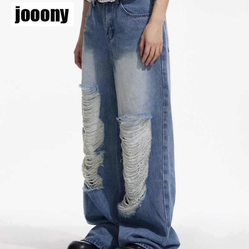 رجل فضفاض ممزق البضائع الجينز خمر 90s التصميم الجمالي الشعور المتقدم سراويل جينز Harajuku كاوبوي السراويل الملابس الكورية #3