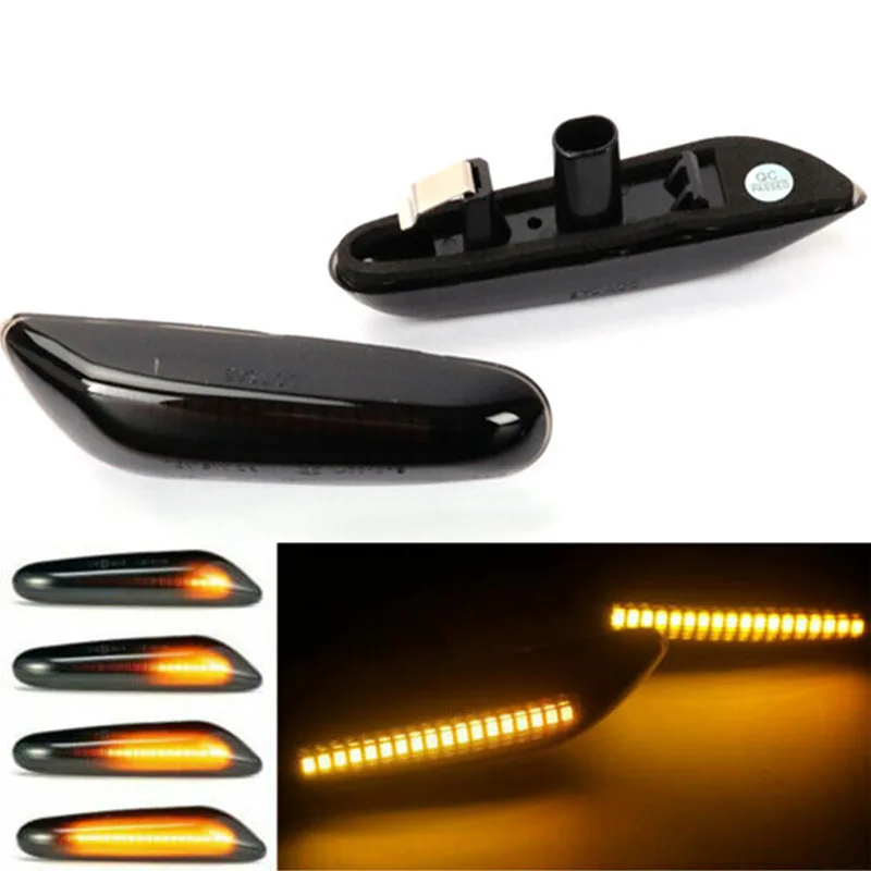 2PCS Car LED Side Marker Turn Signal Amber Lights Smoke Lens For BMW E82 E88 E46 E90 E91 E92 E93 E60 E61 X3 E83 X1 E84 2002 2011