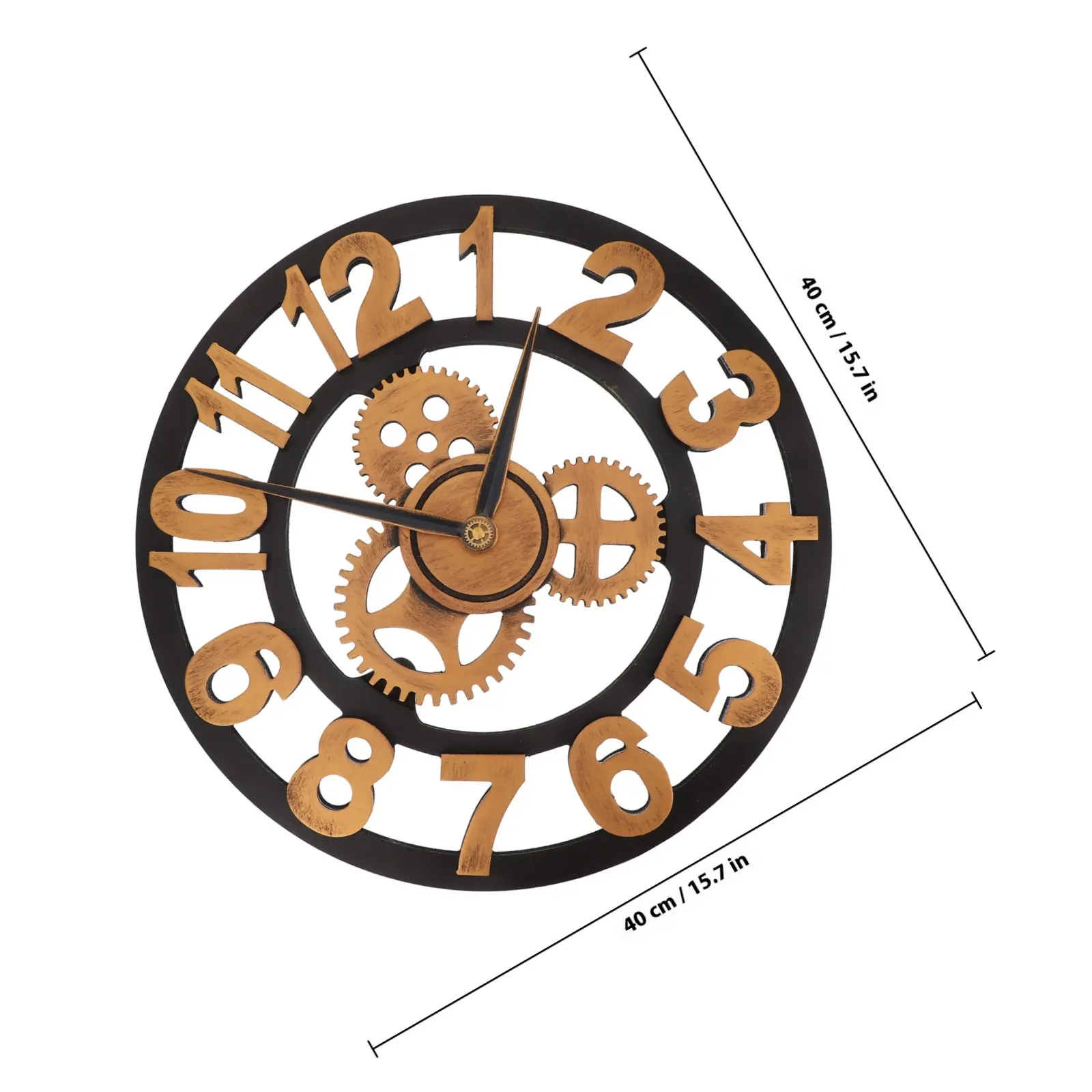 Steampunk Industrial Wall Clock with Silent Movement & Exposed Gears – Round Decorative Clock for Living Room